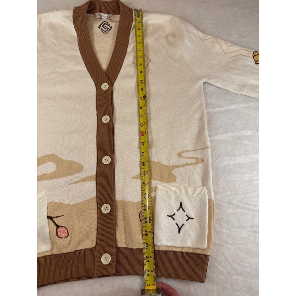 Genshin Impact flowers zhongli cotton embroidered Cardigan Cream Tan Medium - Picture 14 of 16